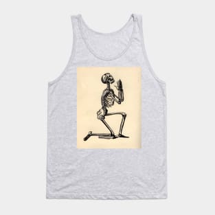 Kneeling Praying Skeleton - Vintage Illustration Tank Top